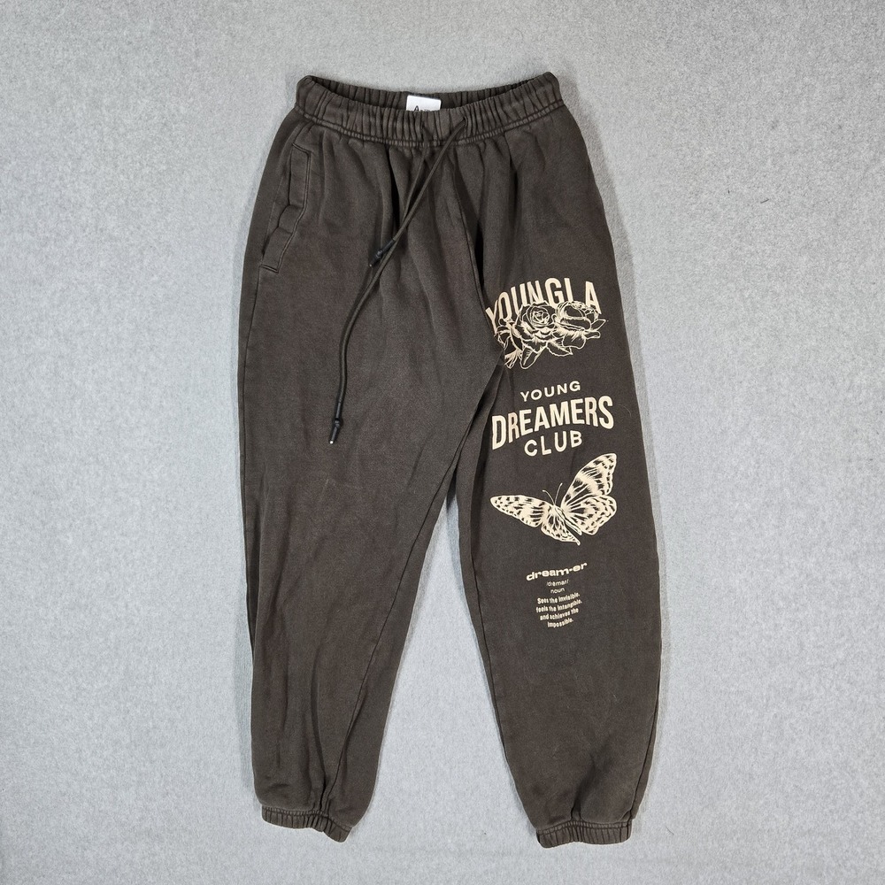 Youngla Women Activewear Pants S Brown Dreamers Joggers Relaxed Fit 25" Inseam